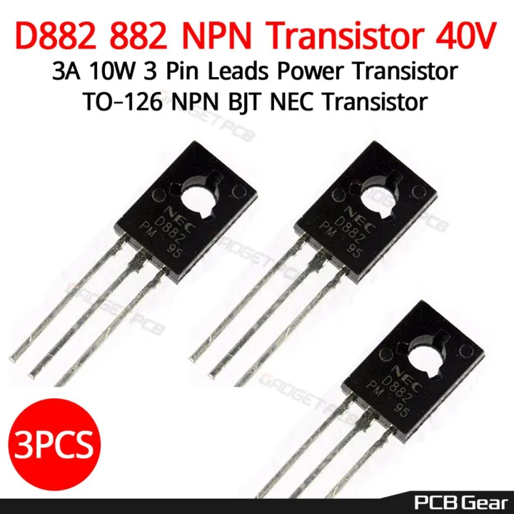 2SD882%202S-D882%20D882%20882%20NPN%20Transistor%2040V%203A%2010W%203%20Pin%20Leads%20Power%20Transistor%20TO-126%20NPN%20Transistor%20-%20Image%202