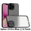 IP 13 Pro Max (6.7) smoked Matte Translucent Hard Case  (Black, Camera Bump Protector)  6.7 inch. 