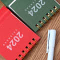 Simple Solid Color 2024 Mini Desktop Paper Calendar Dual Daily Scheduler Table Planner Yearly Agenda Organizer Desk.