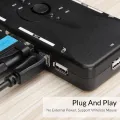 【VisioN Shop】Unnlink 4 Port VGA KVM Switch 4X1 USB 2.0 Hub Box Selector Adapter USB 2.0 KVM 4 In 1 Out VGA for 4 Hosts Computer Laptop PC. 