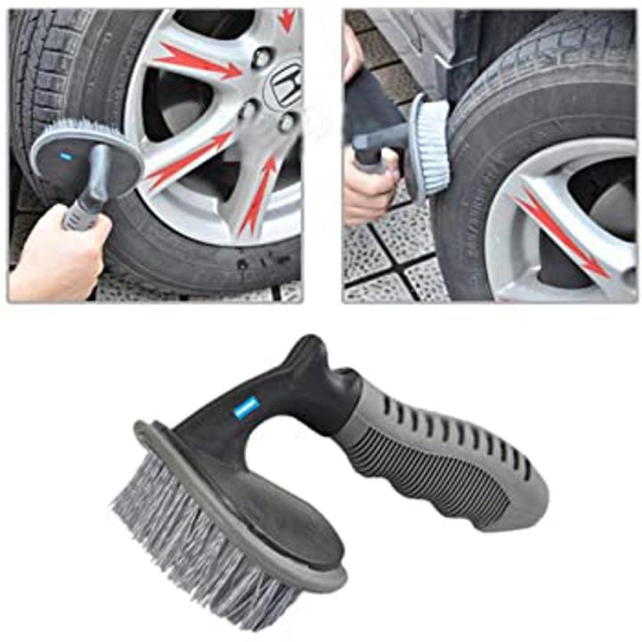 Car Tire Cleaning Brush T-Shaped Vehicle Wheel Hub Wash Brush - Gray