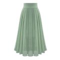 Women Elegant Long pleated skirt Party Chiffion High Waist Lace-up Long Skirt Female Solid Color Gauze Tutu Party Skirts. 