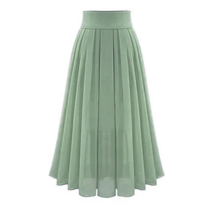 Women%20Elegant%20Long%C2%A0pleated%C2%A0skirt%20Party%20Chiffion%20High%20Waist%20Lace-up%20Long%20Skirt%20Female%20Solid%20Color%20Gauze%20Tutu%20Party%20Skirts%20-%20Image%204