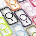 HOCE Shockproof Magnetic Phone Cases For iPhone 15 14 13 Pro Max MagSafe Case Candy Color Clear Soft Bumper Cover. 