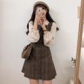 Cute Mini New Year Date Dresses Sleeveless Vest Women Korea Japanese Style Design Retro Vintage Plaid Button Shirt Dress New.