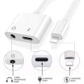2 in 1 Dongle Splitter For Apple iPhone Dual Port Charger And Headphones Adapter With Cable. Audio Jack And Charge Converter.