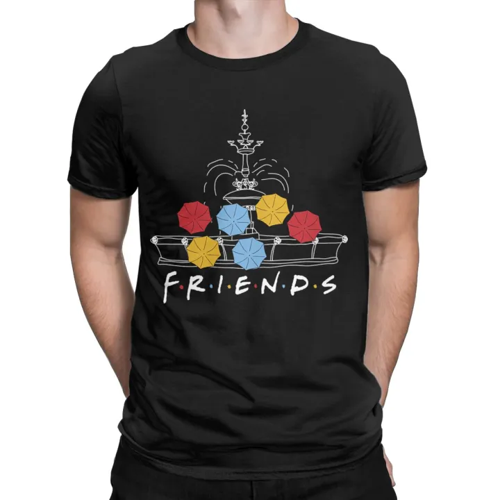 Fountain%20Umbrellas%20Friends%20TV%20Show%20T-Shirts%20Men%20Funny%20100%25%20Cotton%20Tees%20Round%20Neck%20Short%20Sleeve%20T%20Shirts%20Printed%20Tops%20-%20Image%202