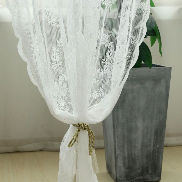 Korean%20Style%20Pastoral%20Lace%20Finished%20White%20Yarn%20Curtain%20Mesh%20Curtains%20White%20Sand%20Living%20Room%20Balcony%20Bay%20Window%20American%20Country%20Curtain%20Rod%20-%20Image%204