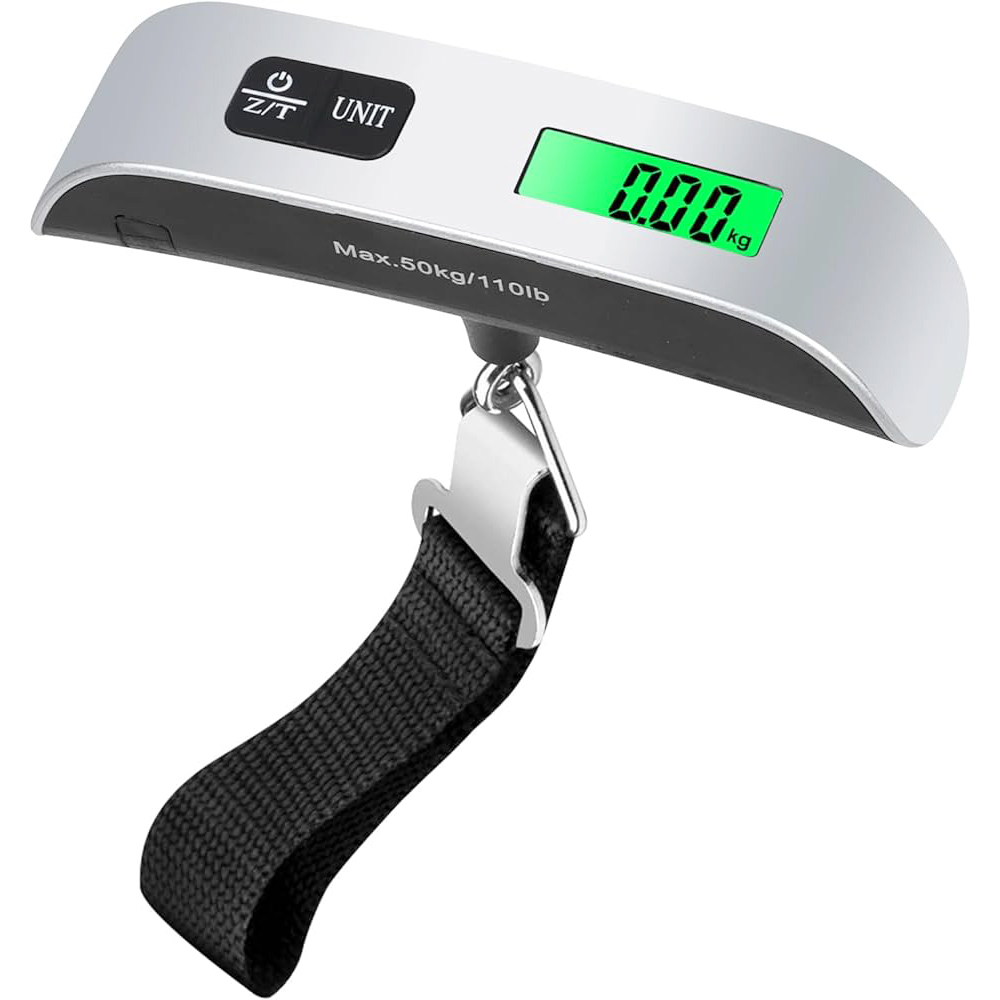 High Accurate Digital Luggage Scale 50kg Portable Travel Suitcase Bag Scale Weight Mini Hanging Scale with Hook Backlit LCD Display Battery Included