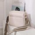 Solid Square Women Crossbody Bags Wide Fabric Strap Crossbody Bag Ladies Fashion Handbags Zipper Leather Women Shoulder Bags.