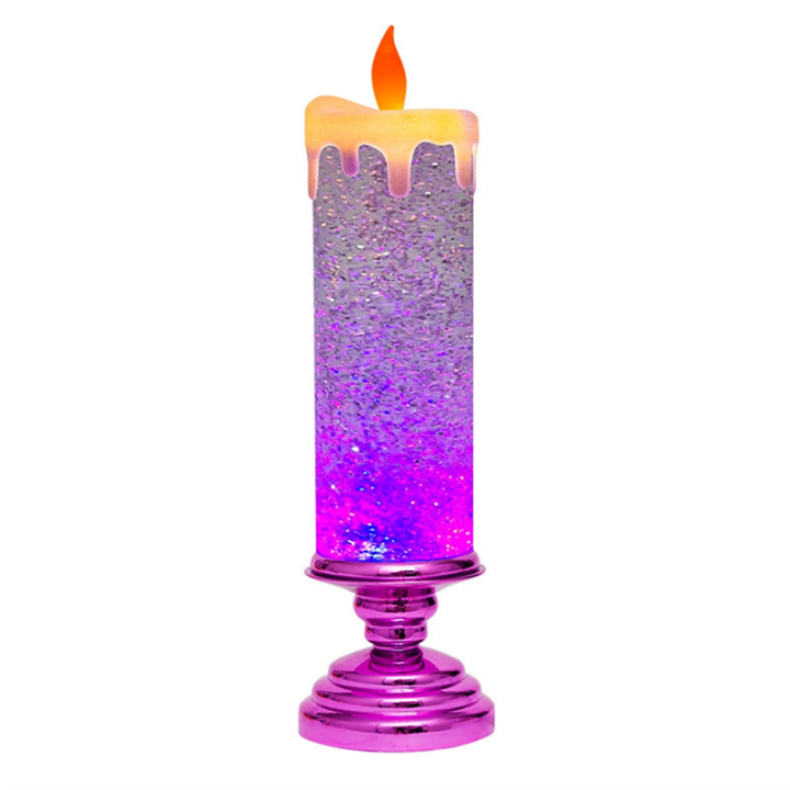 LED Christmas Candles Colour Changing LED Water Candle with Glitter Flameless LED Candle Lights Desk Table 27.5 X 8cm Rose Red