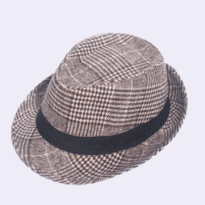 Brand Retro Fedora Hat Faux Woolen Felt Mens Winter Jazz Cap