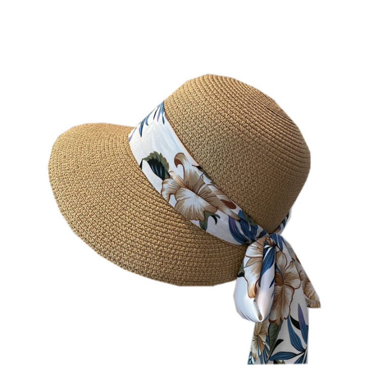 Small%20fresh%20bohemian%20shade%20sunscreen%20straw%20hat%20women's%20summer%20seaside%20vacation%20play%20bow%20duck%20tongue%20equestrian%20hat%20-%20Image%205