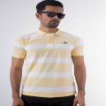 Masculine Light Yellow  Polo Stripe For Men. 