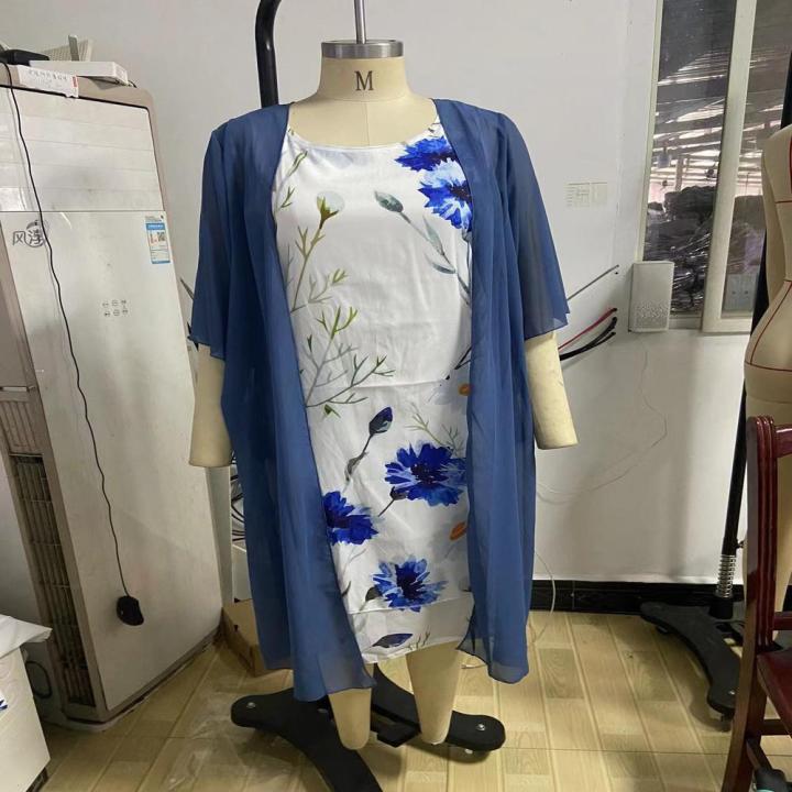 M/L/Xl/Xxl/Xxxl/4xl%20Two%20Piece%20Dress%20Set%20Stylish%20Dress%20Chiffon%20Printed%20Round%20Neck%20Slim%20Fit%20Sleeveless%20Dress%20for%20Beach%20Dress%20Party%20Dress%20Daily%20Wear%20Dress%20Vacation%20Dress%20Women'S%20Summer%20Fashion%20-%20Image%204