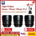 Sirui Night Walker 24mm / 35mm / 55mm T1.2 S35 Cine Lens Series Lightweight Fast T1.2 Aperture Lenses for Scenery Documentary. 
