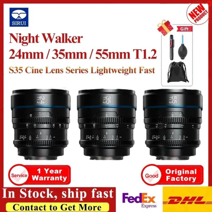 Sirui Night Walker 24mm / 35mm / 55mm T1.2 S35 Cine Lens Series Lightweight Fast T1.2 Aperture Lenses for Scenery Documentary