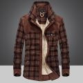 Winter Jacket Men Thicken Warm Fleece Shirts Coats 100% Cotton Plaid Flannel Jacket  Clothes Size M-4XL. 