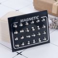 12Pairs/Set Unisex Rhinestone Inlaid Magnetic Stud Earrings Non Piercing Jewelry. 