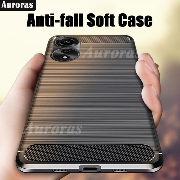 For OPPO A38 4G Phone Case Carbon Fiber Soft TPU Silicone Anti-fingerprint Shockproof Business Protection for OPPO A38 Cover Casing HP