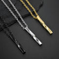 Fashion Simple Pendant Necklace Men Punk Trendy Spiral Straight Stainless Steel Chain Geometric Y-Necklace Rectangle Cuboid Stick Pendant Necklace for Men Jewellery Gift. 