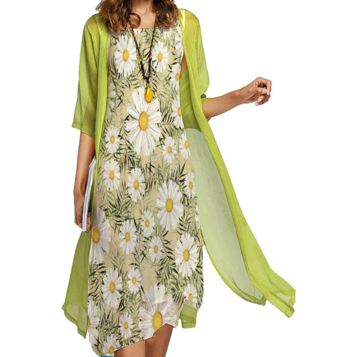 M/L/Xl/Xxl/Xxxl/4xl%20Two%20Piece%20Dress%20Set%20Stylish%20Dress%20Chiffon%20Printed%20Round%20Neck%20Slim%20Fit%20Sleeveless%20Dress%20for%20Beach%20Dress%20Party%20Dress%20Daily%20Wear%20Dress%20Vacation%20Dress%20Women'S%20Summer%20Fashion%20-%20Image%206