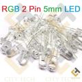 5Pcs RGB LED Light Supper Bright Clear Transparent 2 Pin 5mm RGB LED Diode Lights Emitting Diodes RGB LEDs Blinking Bulb For Electronics Science Project. 