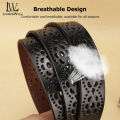 LouisWill Belt Women's Leather Belt Ladies Fashion Belt Women Hollow Belt Women's All-Match Belt Casual Thin Waist Belt. 