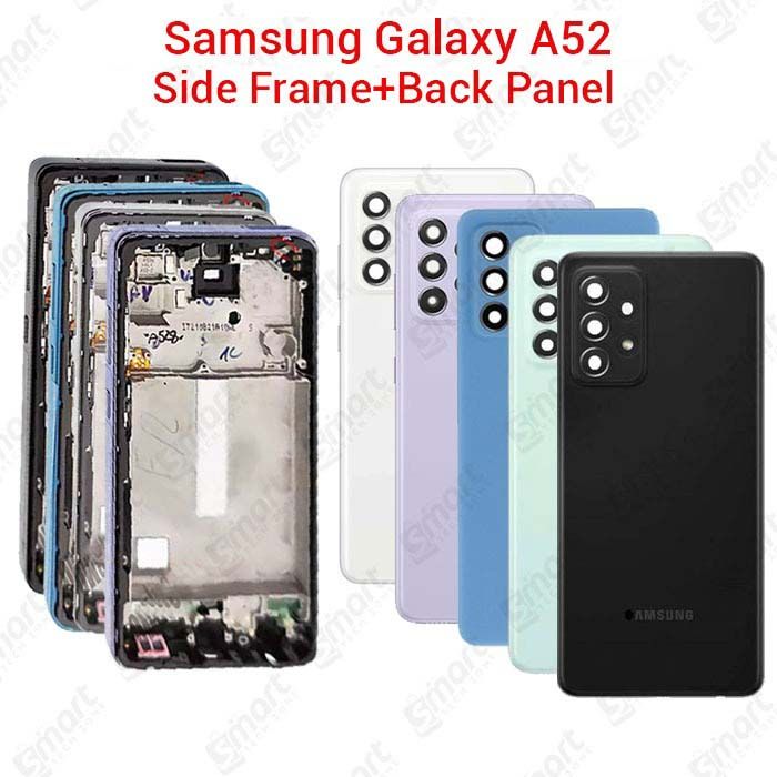 For Samsung Galaxy A52 SM-A525 Full Body Housing (Side Frame + Back Panel Housing + Camera Glass Back shell) Replacement Spare Parts