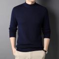 Men Fall Winter Sweater Knitted Solid Color Elastic Half-high Collar Long Sleeve Slim Fit Pullover Soft Warm Anti-pilling Men.