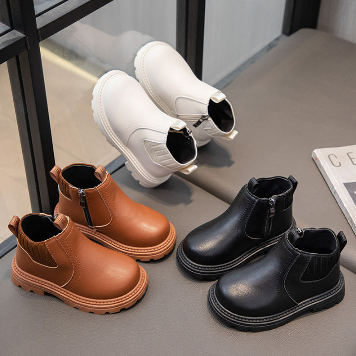 Autumn and winter new children's British style simple boots, boys, martin boots, girls' side zippers, fashion booties, and boots