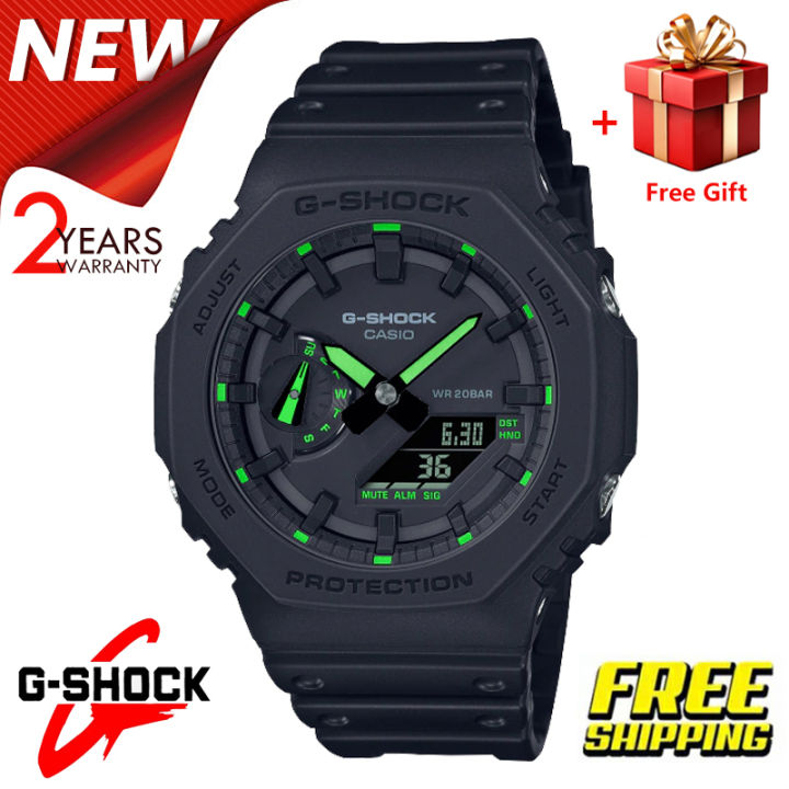 (Ready Stock) G .Shock GA2100 Men Watch Sport Watch Dual Time Display Water Resistant Shockproof and Waterproof World Time LED Men's Boy Sports Wrist Watches with 2 Years Warranty GA-2100-1A3