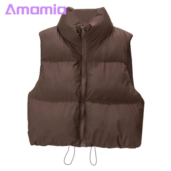 Women Zipper Closure Jacket Stylish Winter Vest for Women Warm Sleeveless Coat with Stand-up Collar Zipper Closure Perfect for Outdoor Activities Available in Various Colors Women Lightweight Vest