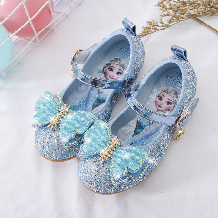 Girls' princess shoes spring fashion new baby soft-soled children's single shoes little girl Aisha crystal shoes leather shoes