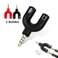3.5mm U Shape Stereo Audio Jack Splitter Divider for Earphone Headphone 2 Way Splitter Adapter for Smartphone, Laptops. 