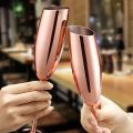 Set of 2 Stainless Steel Flutes Gles Rose Unbreakable Shatterproof.