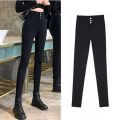 Black Leggings Women's Pants Outer Wear Spring and Autumn Thin Pencil Tappered New High Waist Slimming All-Matching Magic Pants. 