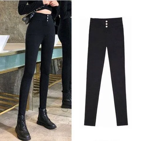 Black%20Leggings%20Women's%20Pants%20Outer%20Wear%20Spring%20and%20Autumn%20Thin%20Pencil%20Tappered%20New%20High%20Waist%20Slimming%20All-Matching%20Magic%20Pants%20-%20Image%202