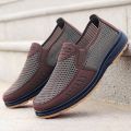 Foreign trade men's shoes summer men's old Beijing cloth shoes breathable casual dad shoes old people shoes a slip-on net shoes.