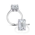 IOGOU 6 Carat Emerald Cut Solitaire Ring for Women Engagement Wedding 925 Sterling Silver Ring Jewelry Fashion Sona Silver Gifts. 