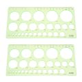 2X Green Plastic Students Rectangle Shape Drawing Circle Template Ruler. 