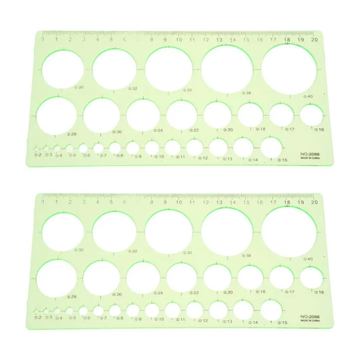 2X%20Green%20Plastic%20Students%20Rectangle%20Shape%20Drawing%20Circle%20Template%20Ruler%20-%20Image%202
