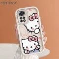Hontinga for Redmi Note 11 12 4G Note 10 9 8 7 Pro 9S Note 12S Xiaomi Poco M4 M3 Pro 5G Back Cover Cute Shy Hello Kitty Pattern Ladder Soft Camera Protection Rubber Phone Case for Girls. 