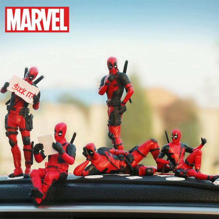 Disney Anime Deadpool Action Figure Sitting Posture Model Mini X-men Doll Decoration Plastic Collection Figurine Kids Toy Gift