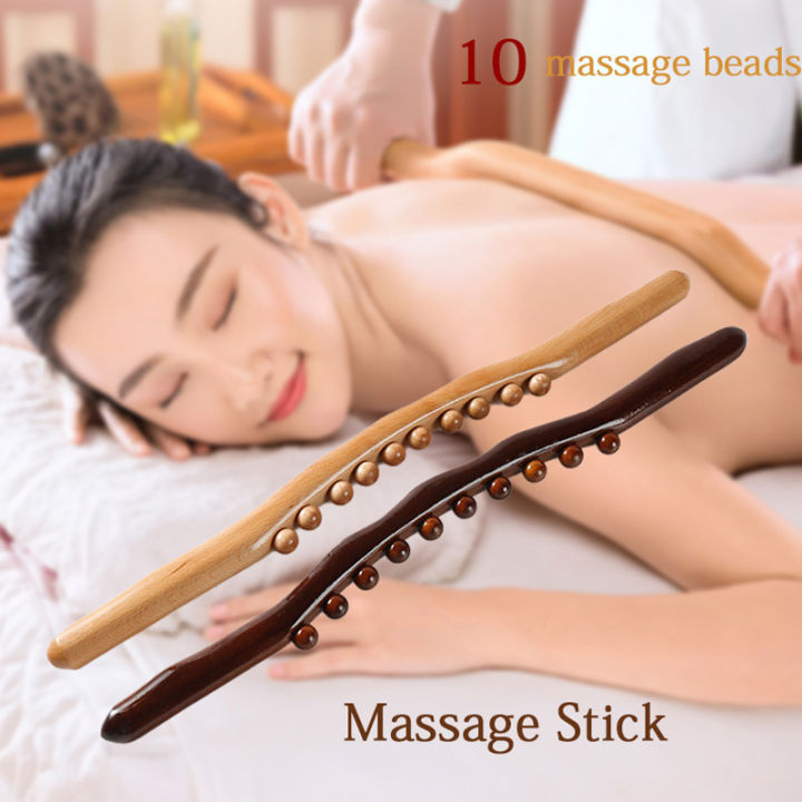 10 beads gua sha carbonized wood back gua sha meridian treatment stick muscle relaxation body gua sha massager