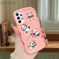 Hontinga for Samsung A53 5G Back Cover Cute Panda Pattern Luxury Phone Cover Soft Silicone Macaron Wave Mobile Case.