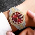 【7Rings Store】(NEW)Luxury Rhinestone Roma Men's Calendar Watch Stainless Steel Band Wristwatches Male Date Relogio.