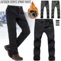 Fleece Lined Men Trousers Versatile Windproof Breathable Winter Trousers Walking Men'S Hiking Pants for Outdoor Activities.