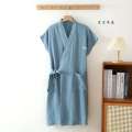 [ikuo] Multi Colors Couples Bath Robe Wearable Sleeveless Gown Cardigan Night Dress Women Cotton Robes Roomwear Clothes. 