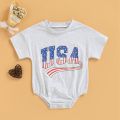 Emmababy-Toddler Baby Boys Casual Romper, Stripe Star Letter Printed Short Sleeve Round Neck Triangle Bodysuit. 